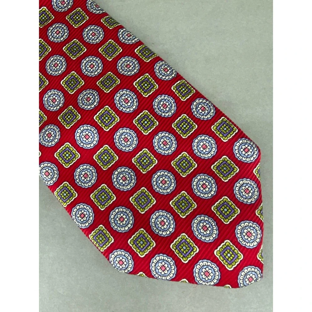 Robert Talbott‎ Mens Tie Red Geometric Medallion Silk Best of Class Formal 58x4